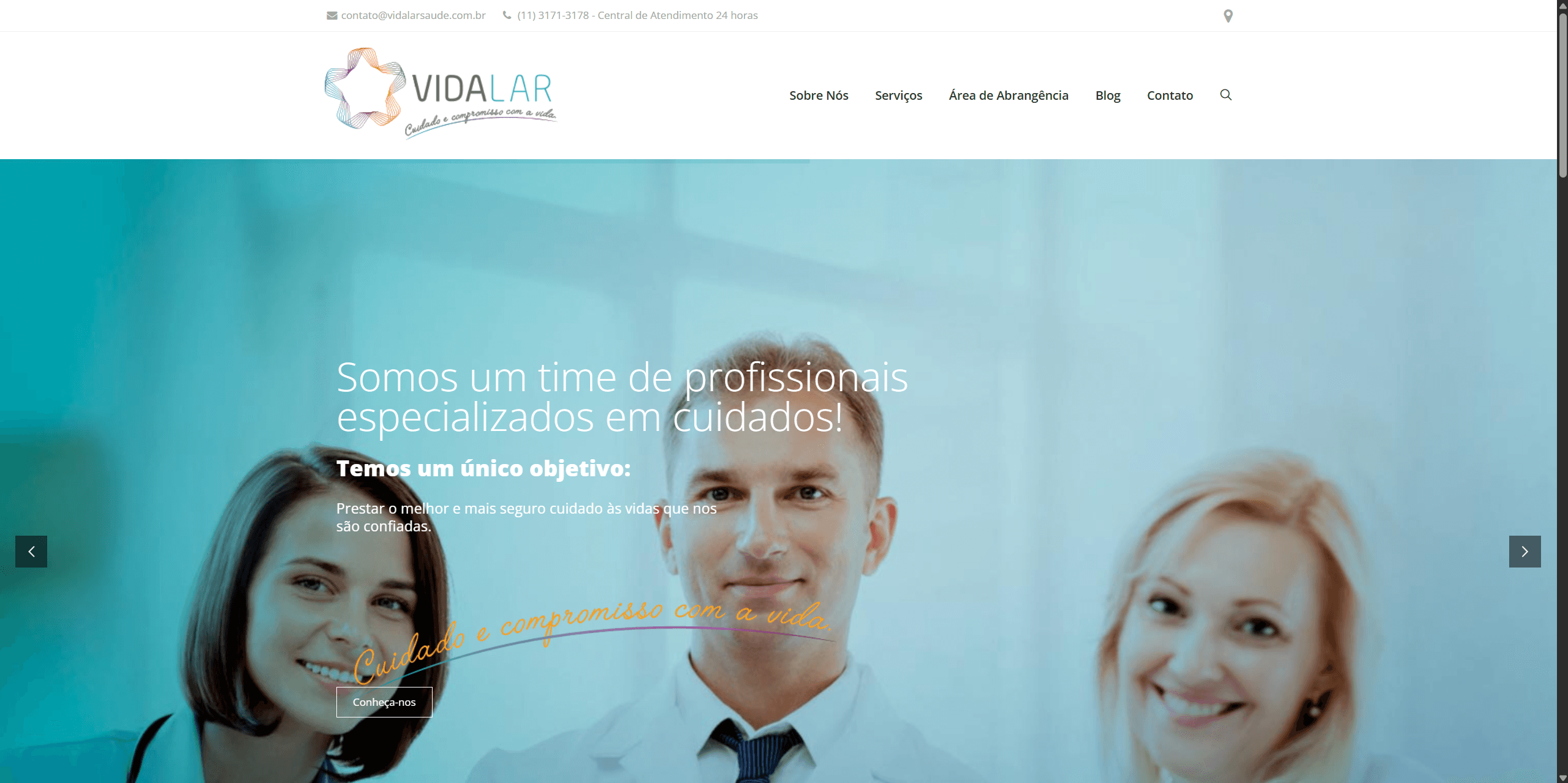 Print do site antigo da VidaLar Saúde